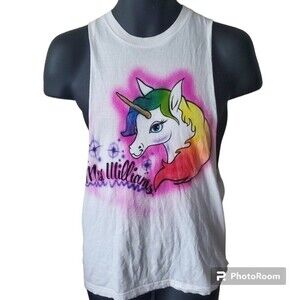 Air brush unicorn white tank small